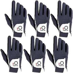 FINGER TEN Mens RainGrip Hot Wet Weather Comfort Extra Value Left Hand LH Right Hand RH Durable Golf Gloves Value 6 Pack (24=Medium Grey, Worn on Right Hand(Left-Handed Golfer))