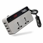 Ceptics 200W Car Laptop Charger/Power Inverter with Digital Display and SmartVoltage™ Technology - 12V DC to 220V AC, 9.6A Quad USB with QC3.0-2X Universal AC Outlet – Grey Color - 18 Months Warranty