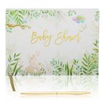 Baby Shower Guest Book with Gold Pen, 120 Pages Hardcover Baby Shower Sign in Guest Book for Boy or Girl, Gender Neutral Baby Shower Memory Book for New Parents and Expecting Mothers (7"x 9")