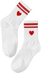 SHENHE Women's Striped Letter Print Athletic Running Above Ankle Crew Socks Heart Red White 36-39