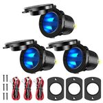 Linkstyle 3PCS Cigarette Lighter Socket, 12v Power Outlet, Blue LED Indicator, Waterproof Plug & Panel, for Car Marine RV