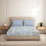 Spaces Welspun Ease 120 TC 100% Cotton Geometric Design Double Bedsheet with 2 Pillow Covers – Soft Feel, Skin Friendly & Machine Washable – 224X254 Cm – Light Grey