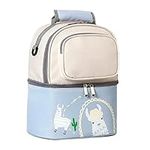 Breast Milk Cooler and Transport Set, Breastmilk Cooler Bag Insulated Baby Bottle Bag for Daycare Travel or Back to Work Nursing Mom (Beige Sky Blue)