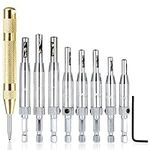 AFUNTA 8 pcs Center Drill Bit Sets with Automatic Center Punch, Self Centering Hinge Tapper Core Hole Puncher Woodworking Tools for Cabinet Door 5/64'' 7/64'' 9/64'' 11/64'' 13/64'' 5mm 1/4''