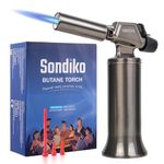 Sondiko Butane Torch, Premium Metal Big Flame Torch Refillable Blow Torch Lighter with Adjustable&Wind Resistance Flame for Cooking, BBQ, Welding DIY&Soldering(Butane Gas not Included)