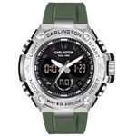 Carlington Resin Analog-Digital Sports Watch Chronograph,Dual Time,Alarm,Stopwatch,Water-Resistant,Shock-Resistant,Back Light Display- The Perfect Watch For Men&Boys-Ct9107 Green Strap Silver Dial