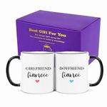 Boyfriend and Girlfriend Coffee Mug Gift Set,Fiance and Fiancee Couple Mug,Engagement Gifts for Couples Newly Engaged Him Her His Hers Mr Mrs Bride Groom Bridal Shower, Fiancé Gifts for Women 11 OZ