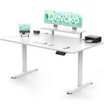 Devoko Electric Standing Desk 160 x 70cm, Height Adjustable Standing Desk with Monitor Stand, Stand Up Desk Home Office Desk with Memory Smart Pannel Sit Stand Desk (White)