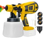 Cordless Paint Sprayer for DEWALT 18V Battery, HVLP Spray Gun Fence Paint Sprayer with 3 Nozzles & 1000ml Detachable Tank for Home Interior and Exterior (No Battery)