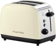 Russell Hobbs 2 Slice Lift & Look Toaster (Longer slots, 6 Browning levels, Defrost/Reheat/Cancel function, Removable Crumb Tray, 1670W, Cream & Stainless Steel Gloss finish) 26551