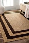 HOMDECLOYAL Jute Braided Natural Rectangular Rug Hand Woven & Reversible For Living Room Kitchen Entryway Rug, Jute Burlap Braided Rug, Farmhouse Rag Rug, Rustic Rug (Jute04, 3 Ft X 5 Ft-Rug/Carpet)