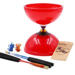 MAGICYOYO MD01 Large Diabolo Yoyo with Pro Triple Bearings for Kids to Adults Toy, Pro 5" Red Diabolo+ 2 Pairs Carbon Sticks+ Bag+ 4 Strings Kit, Chinese Yoyo Diabolos High Performances Tricks