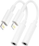 2 Pack Apple MFi Certified Lightning to 3.5 mm Headphone Jack Adapter iPhone Jack Aux Audio Dongle Cable Earphones Headphones Converter Compatible with iPhone 12 12 Pro11 XR XS X 8 7 iPad iPod