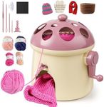 Knitting Machine 32 Needles, Mushroom DIY Hand Knitting Board Rotating Double Knit Knitting Machines Weaving Loom Board Rotating Needle Machine for Adults and Kids