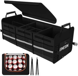 Einesin Extra Großer 88L Kofferraum Organizer und 22L Kühltasche, mit 7 Fächern, auto aufbewahrungsbox, Zusammenklappbarer Auto Organizer Kofferraum mit Fächern und Klappbarer Deckel.