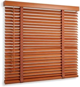 EVOZEN Cordless 2" Slats Wood Blinds for Indoor Windows with Classic Valance, Custom Room Darkening Solid Wooden Venetian Horizontal Blinds & Shades for Indoor Windows, Office, Living Room, Bedroom