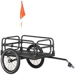 Aosom Bike Trailer, Bicycle Cargo Trailer with Suspension, Triple Safety Features, 16" Wheels, Outdoor Wagon Carrier with Hitch, Steel Frame, Black