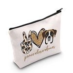 LEVLO Boxer Dog Cosmetic Make up Bag Dog Owner Gift Peace Love Boxer Makeup Zipper Pouch Bag Boxer Dog Lover Gift For Women Girls, Peace Love Boxer, Make Up Bag