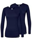 Adar Underscrubs for Women 2 Pack - Long Sleeve Underscrub Comfort Tee - 2902 - Navy - XXS