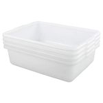 Yarebest 13 L Bus Tub Commercial Bus Box Set of 4, White Plastic Wash Tubs Bus Bins