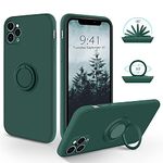 SouliGo iPhone 11 Pro Max Case Silicone Gel 360° Ring Holder Kickstand for Magnetic Car Mount Slim Soft Rubber Anti-Scratch Protective Shockproof Phone Cases for iPhone 11 Max 6.5" - Midnight Green