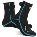 Gimilife Neoprene Socks 3MM Water Socks for Women Men, Waterproof Diving Wetsuit Socks Sand Socks for Beach Volleyball Snorkeling Surfing Kayaking Swimming Water Sports (High Cut/Black-Aqua, XL)