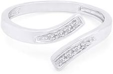Round White Natural Diamond Accent 14k White Gold Over Sterling Silver Adjustable Bypass Toe Ring Jewelry For Womens