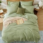 WRENSONGE Sage Green Full Size Comforter, 7 Pieces Soft Microfiber Full Size Comforter Sets- Full Comforter, Fitted Sheet, Flat Sheet, 2 Pillow Shams, 2 Pillowcases, Warm Bedding Sets Full All Season