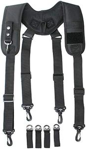 MELOTOUGH Tactical Duty Belt Harness Padded Adjustable Tool Belt Suspenders with Key Chin and Patch, Black(Large)