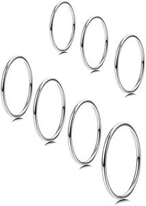 MILACOLATO 1mm Anneaux D’empilage En acier inoxydable Pour Femmes | Anneaux à Bande Plate En Or mince | Anneaux Empilables Knuck Thumb Pinky Midi Rings | Taille Argent