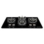 Faber 75Cm 4 Burner Hob|Auto Electric|Built-In Or Hobtop|Flame Failure Device|Cast Iron Pan Support|Glass Finish|Metal Knobs|Warranty 5 Years On Glass And Valves|Hob Experia Ht754 Alu Ai Ffd,Black