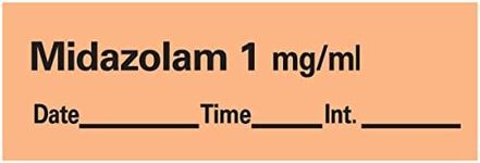 PDC Healthcare AN-120D1 Anesthesia Tape with Date, Time and Initial, Removable, Midazolam 1 mg/mL, 1" Core, 1/2" x 500", Imprints Orange 333 (Pack of 1)