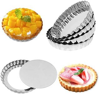 Set of 6, Mini Tart Pan, findTop 4.7 Inch Non-Stick Quiche Pan with Removable Bottom or Oven