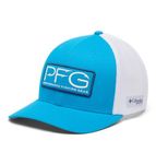 Columbia Unisex PFG Hooks Mesh Ball Cap, Ocean Blue/White, Large/X-Large