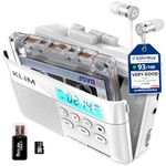 KLIM K7 Cassette Tape Player - Cassette to MP3 Converter - Portable Player - Tape Recorder with Built-in Microphone & Speaker - Rechargeable Battery - Earphones - 16GB SD Card - White