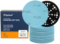 SpeTool Net Sanding Disc, Anti-Blocking 6 Inch Sanding Discs with Sander Pad Saver, 30 Pieces Sandpaper Discs, Grit 120, Dustless Hook and Loop Mesh Sandpaper for Wood, Drywall, Metal, Epoxy Resin