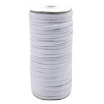 White Elastic Cord 70-Yards Elastic String Flat Elastic 1/4 inch 6mm Braided Elastic Cord/Elastic Rope/Heavy Stretch Knit Elastic Spool Elastic Band for Sewing Clothes,Crafts