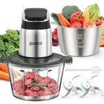 Ganiza Food Processor, 2-Speed Food Chopper Meat Grinder with 2 Bowls, Upgraded Button & Smart Overheat Protection Light - Clean Brush, 2 Blades