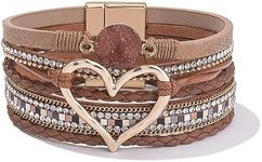 FANCY SHINY Heart Leather Wrap Brac