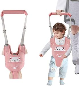 Huifen Baby Walking Harness, Handheld Kids Walker Helper with Detachable Crotch Adjustable Walker Harness Assistant Belt Baby Learning Walk Toddler Infant Walker 9-24 Months (Pink)