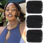 Kackanaa 10 Inch Afro Kinky Curly Bulk for Dreadlock Extensions 3 Packs Marley Twist Braiding Hair Bulk for Mini Twist Repair Locs Black Springy Afro Twist Hair Bulk, 30g /Pack