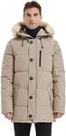 PUREMSX Puffer Jacket Men, Winter Windproof Warm Coats Outdoor Spring Long Padded Parka New Year Gifts,Beige,Small