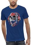 PIXEL EVOLUTION T-Shirt Skull Transparent with DJ Headphones - Men - Size S - Royal Blue