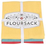 Now Designs Flour Sack Dishtowels, Lemon/Turquoise/Grenadine, Set of 3