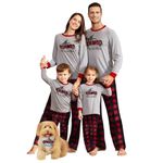 IFFEI Matching Family Pajamas Sets Christmas PJ's Sleepwear Truck Print Top with Plaid Bottom Women: M