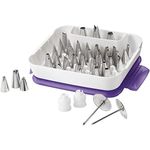 Wilton 2104-0240 Master Cake Decorating Piping Tips Set, 55 Pieces, Silver, 5x21,5x20 cm