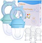 Faburo Baby Food Feeder Baby Fruit Feeder Pacifier Set Fresh Food Feeder: 2PCS Fruit Feeder Pacifier with 7 Silicone Sacs (3 Sizes- S, M, L)