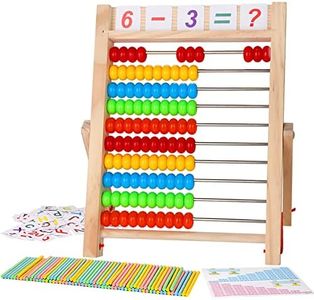 WOODMAM Wooden Abacus for Kids-100 Counting Sticks, Number Alphabet Cards