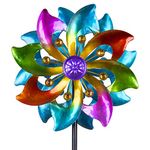 DREAMYSOUL Wind Spinner Outdoor Metal, 37" Kinetic Wind Spinners Colorful Wind Sculpture Yard Art for Garden Patio Lawn Decor