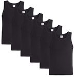 Sock Stack Pack of 6 Mens Vests Tops Lightweight Muscle Gym Summer Top Vest Sleeveless Undershirt, Black X Large